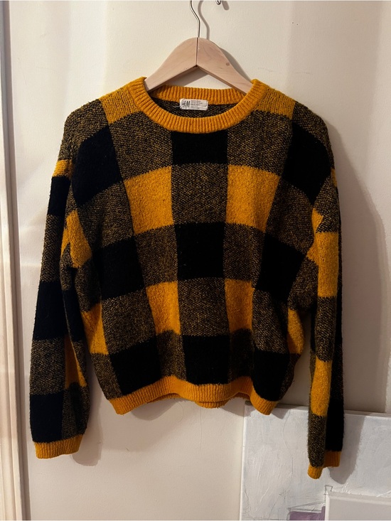 H&M Sweaters - Women’s H&M Black & Mustard Yellow Buffalo-Check Crewneck Sweater